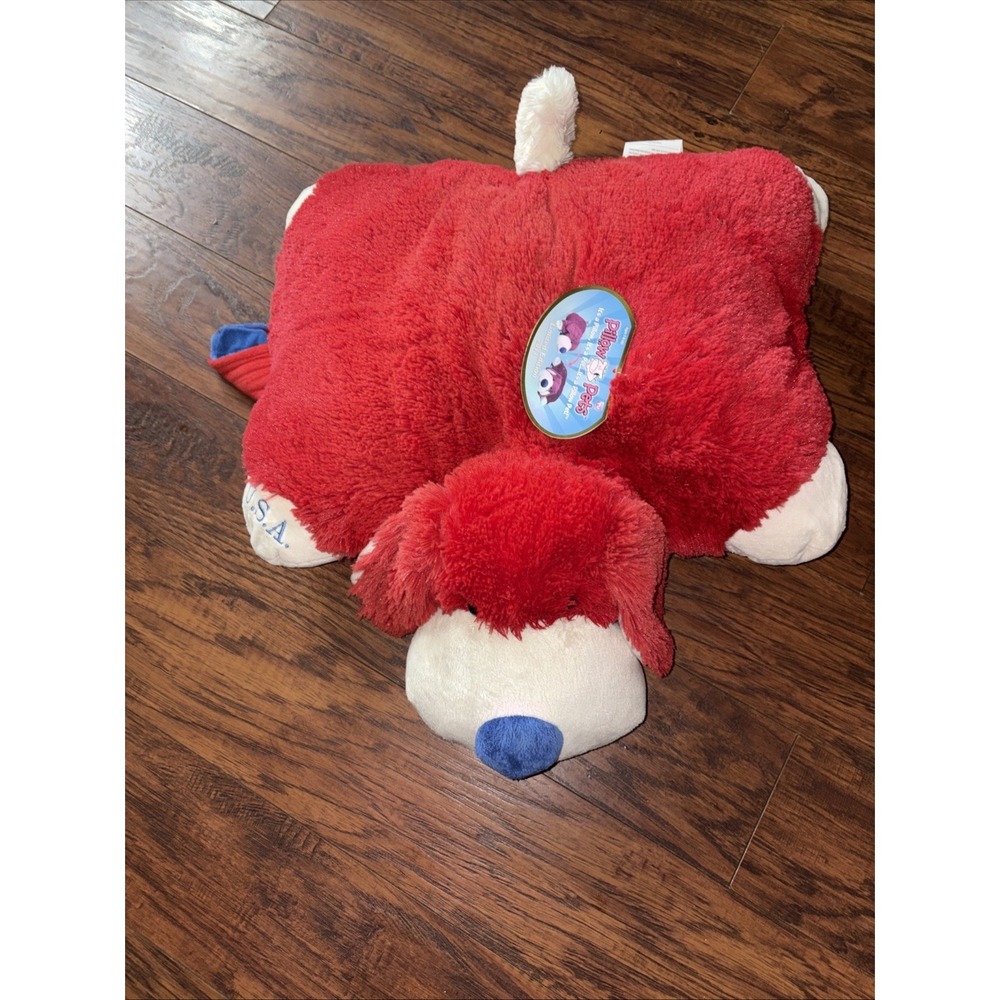 Pillow Pets Dog Plush Stuffed Animal USA Red Blue White Patriotic 2011 Limited